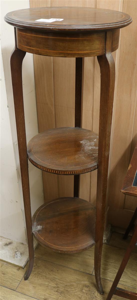 An Edwardian inlaid mahogany jardiniere stand H.107cm